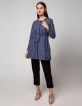 Nevada Long Sleeve Blouse Woven Str with Button At Chest And Rope At Waist