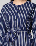 Nevada Long Sleeve Blouse Woven Str with Button At Chest And Rope At Waist