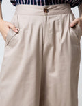 Nevada Long Pants Woven Solid With Button At Leg Palazzo