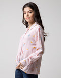 Details Long Sleeve Shirt Pink Top Woven Twist