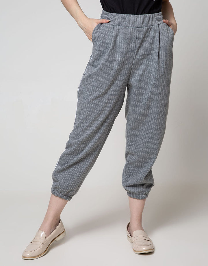 Details Jogger Pants Stripe Rib Ankle With Piping