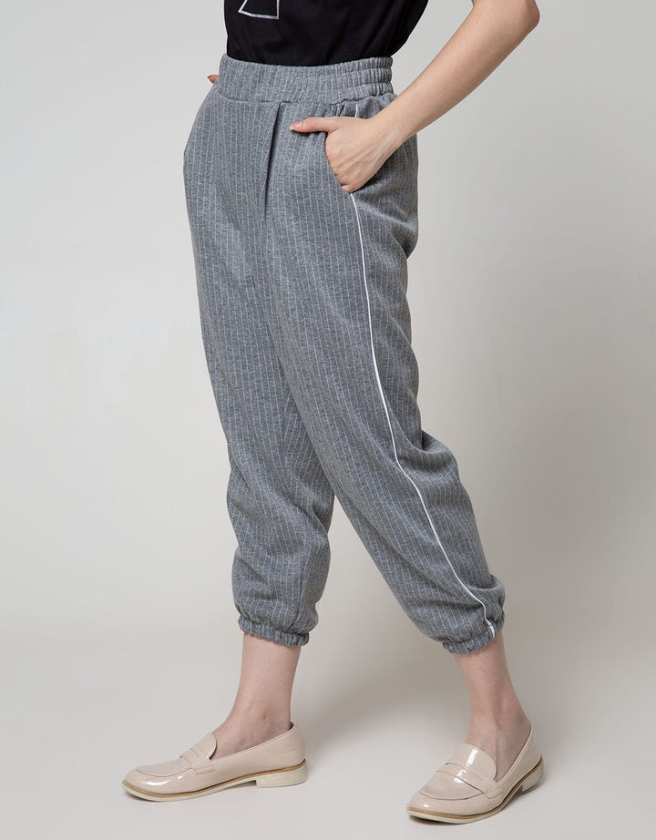 Details Jogger Pants Stripe Rib Ankle With Piping