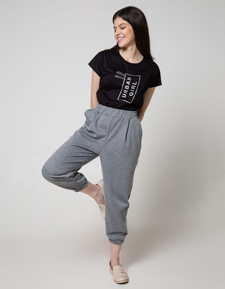 Details Jogger Pants Stripe Rib Ankle With Piping