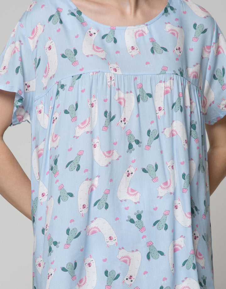 Nevada Short Sleeve Pyjama Shorts Illama Cactus
