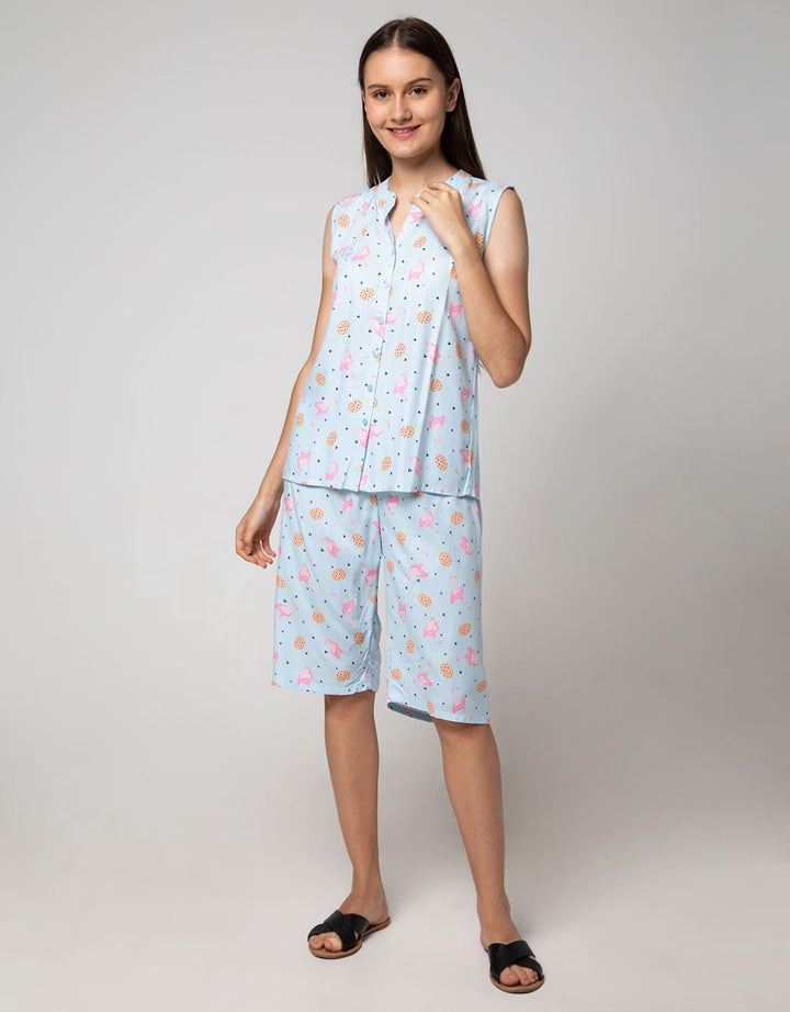 Nevada Short Sleeve Pajama Capri Pineapple