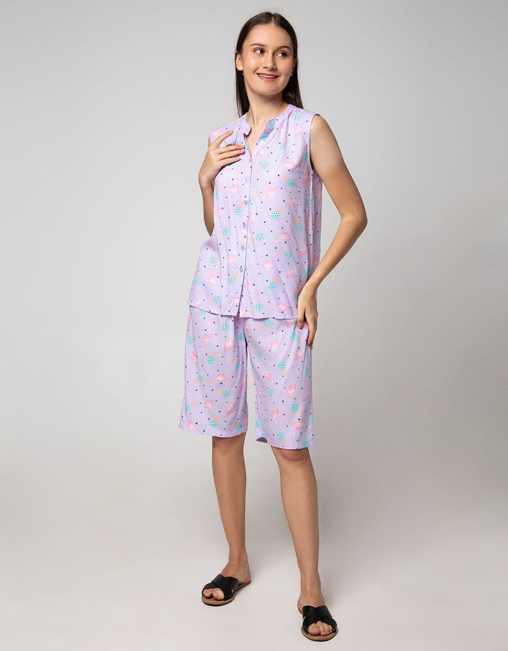 Nevada Short Sleeve Pajama Capri Pineapple