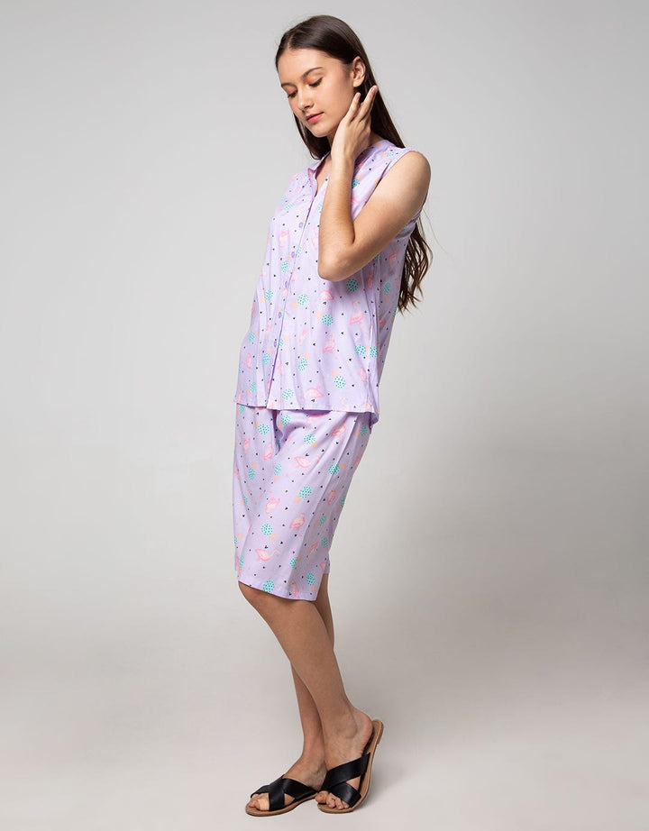 Nevada Short Sleeve Pajama Capri Pineapple