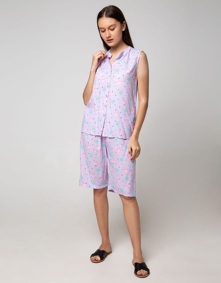 Nevada Short Sleeve Pajama Capri Pineapple