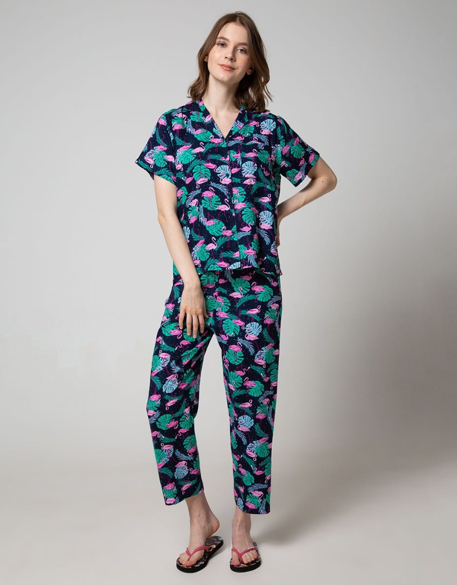 Nevada Ss Pajama Pants Palm Flaminggo