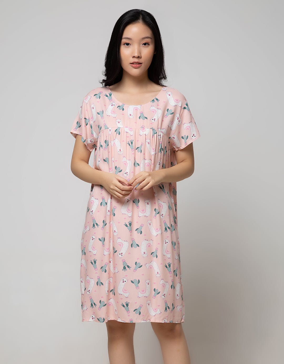 Nevada Short Sleeve Midi Dres Short Sleeve Illama Cactus