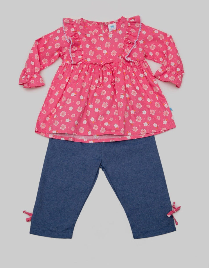 Pipiniko Top Bottom Set Lebaran Print Flowers