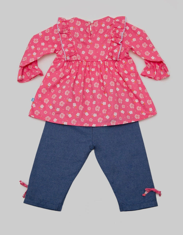 Pipiniko Top Bottom Set Lebaran Print Flowers