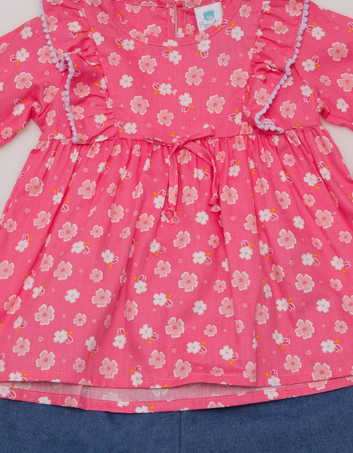 Pipiniko Top Bottom Set Lebaran Print Flowers