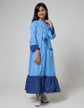 Kidz Too Long Sleeve Maxi DreShort Sleeve Bamus Doby Susun Ikat Pinggang