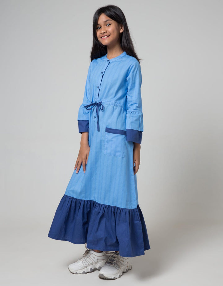 Kidz Too Long Sleeve Maxi DreShort Sleeve Bamus Doby Susun Ikat Pinggang