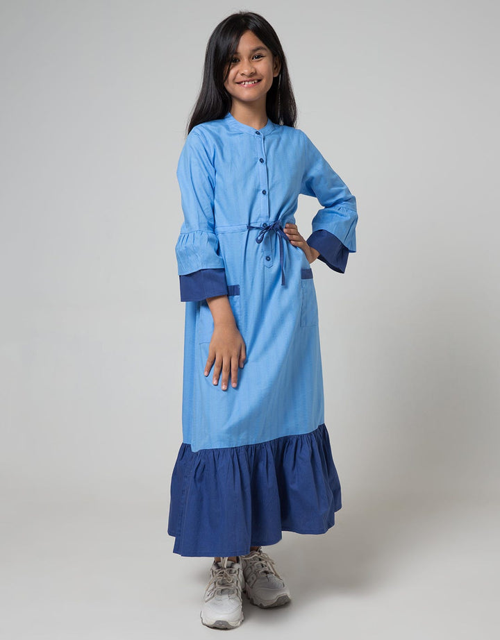 Kidz Too Long Sleeve Maxi DreShort Sleeve Bamus Doby Susun Ikat Pinggang