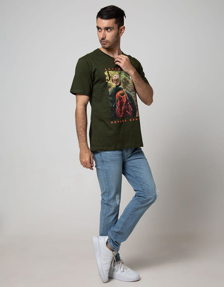 Nevada Men Denim Short Sleeve T-Shirt Print Adventure