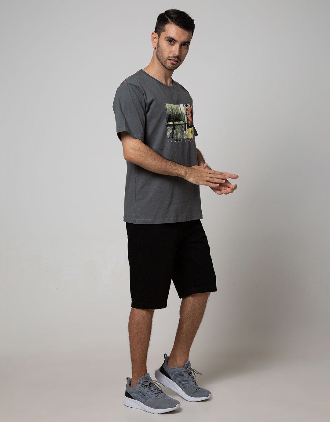 Nevada Men Denim Short Sleeve T-Shirt Print Adventure