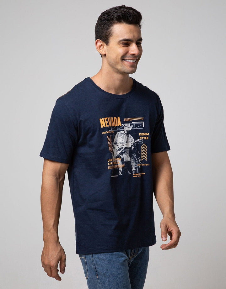 Nevada Short Sleeve T-shirt Print Denim Style