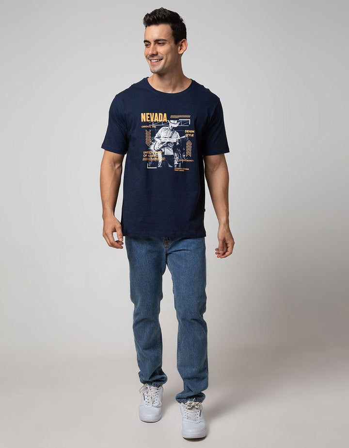 Nevada Short Sleeve T-shirt Print Denim Style
