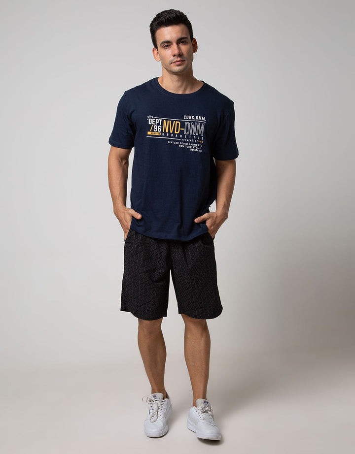Nevada Short Sleeve T-shirt Print Wording Denim