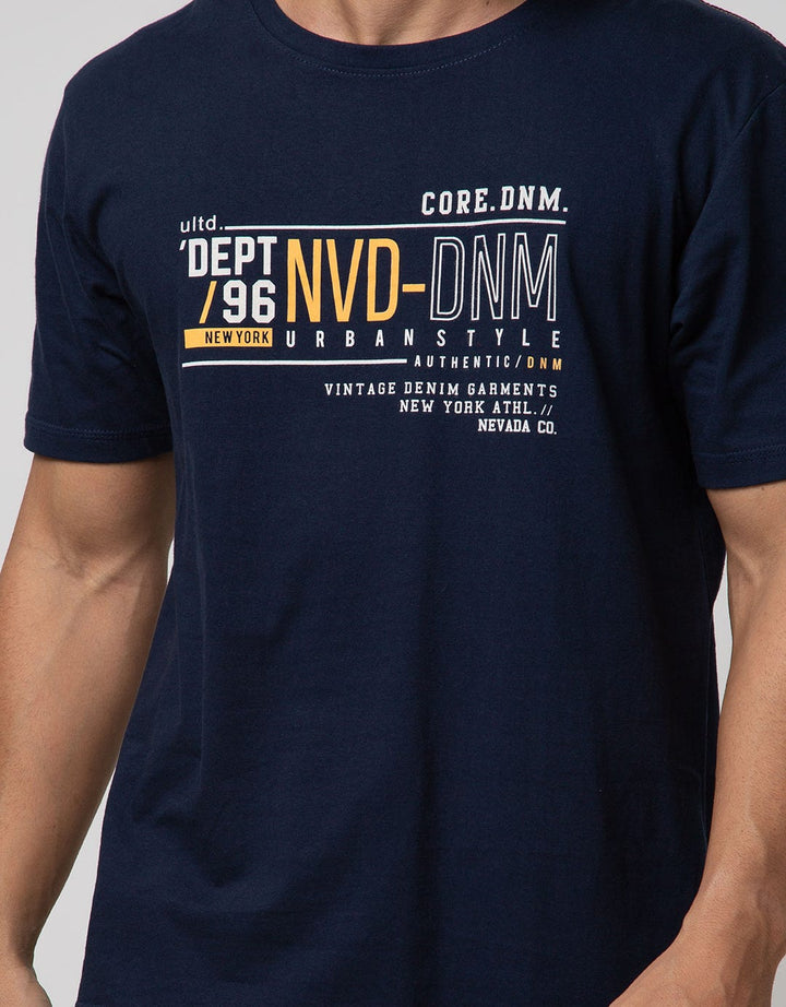 Nevada Short Sleeve T-shirt Print Wording Denim