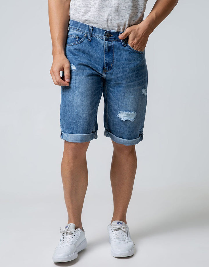 Nevada Short Pants Denim With Destroy