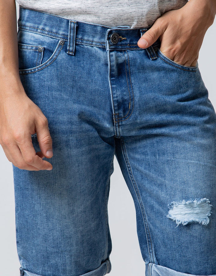 Nevada Short Pants Denim With Destroy