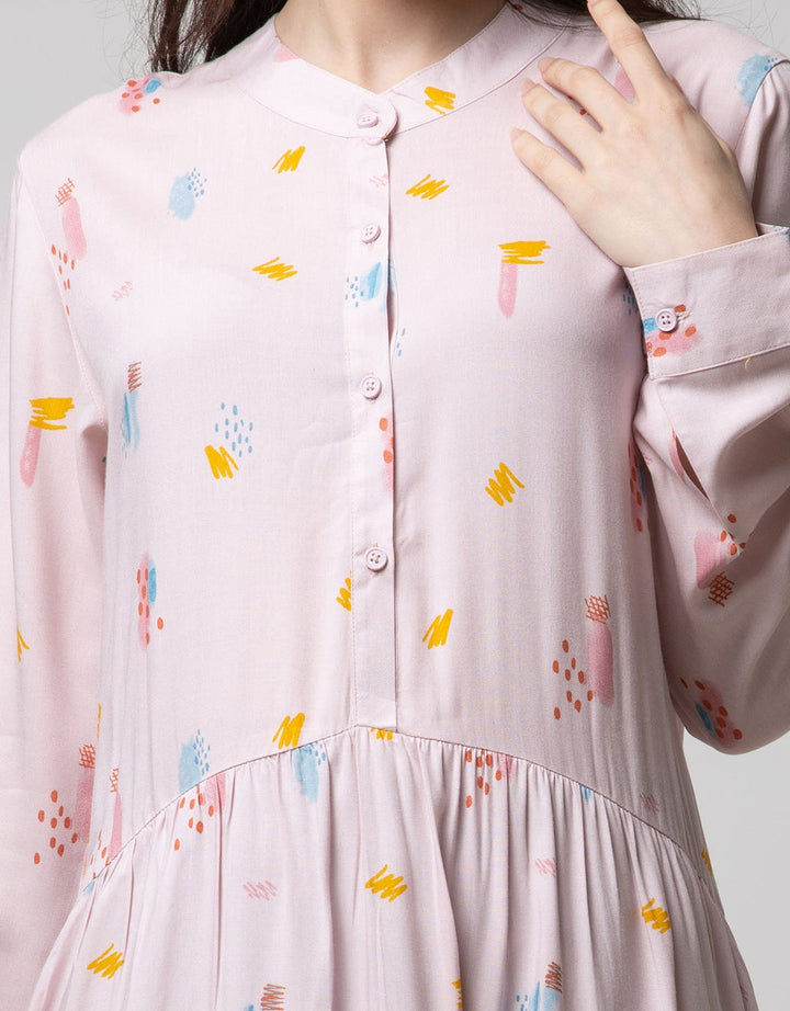 Details Long Sleeve Midi Dress Short Sleeve