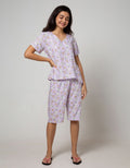 Nevada Short Sleeve Pajama Capri Say Meow