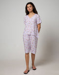 Nevada Short Sleeve Pajama Capri Say Meow