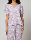Nevada Short Sleeve Pajama Capri Say Meow