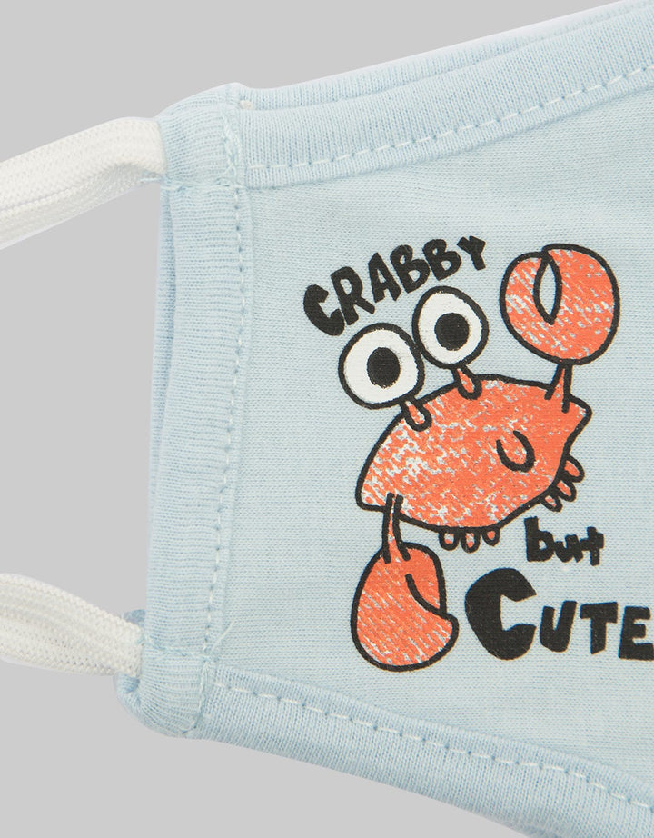 Little M Crab Print Masker Anak Laki-laki