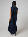 Nevada Short Sleeve Maxi Dress Vest Kerah Denim