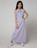 Nevada Kids Short Sleeve Maxi Dress Vest Kerah Woven