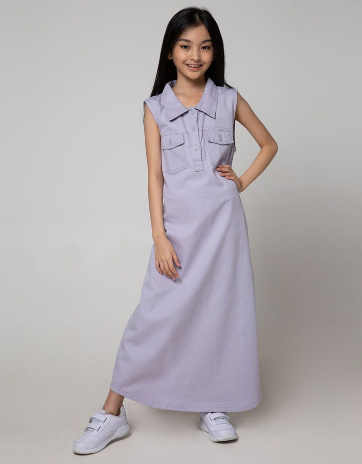 Nevada Kids Short Sleeve Maxi Dress Vest Kerah Woven