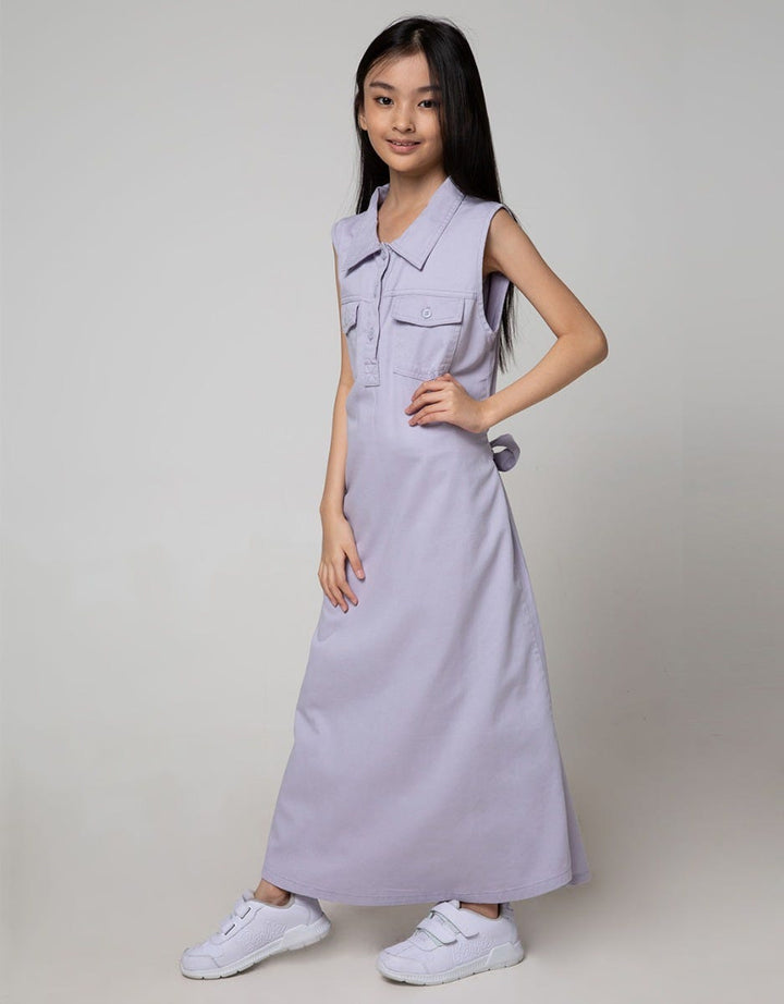 Nevada Kids Short Sleeve Maxi Dress Vest Kerah Woven