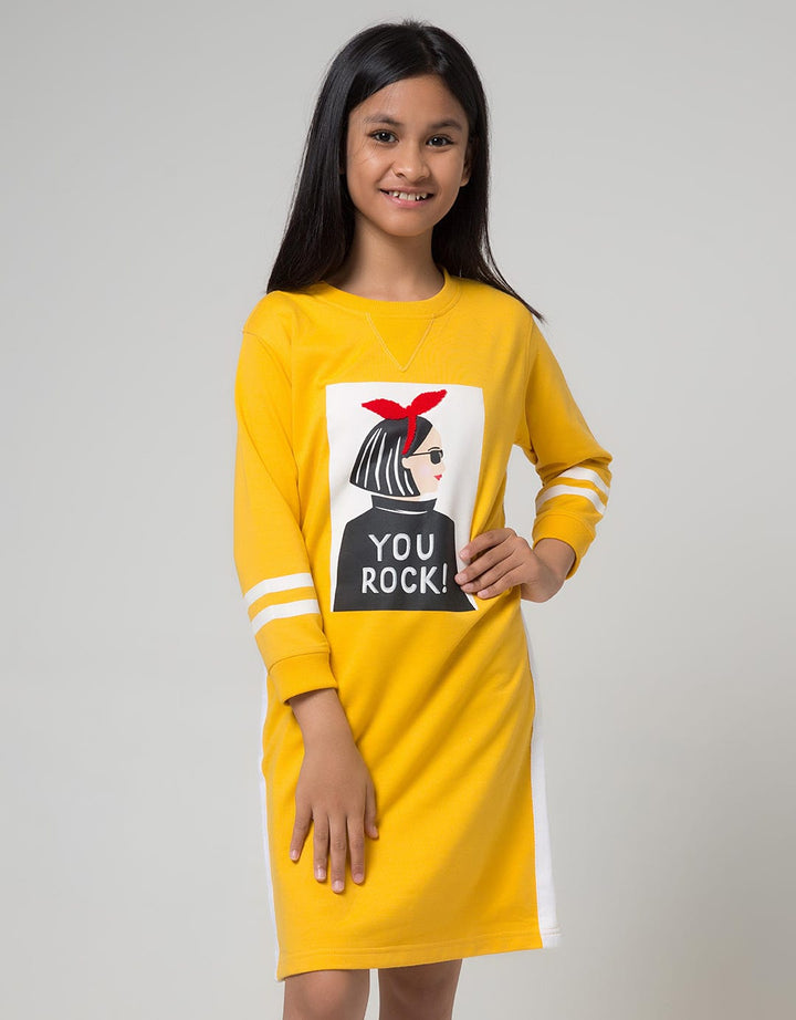 Nevada Long Sleeve Midi Dress Girl You Rock!