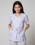 Nevada Short Sleeve Blouse Check Small Size With 2 Pocket And Rope