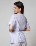 Nevada Short Sleeve Blouse Check Small Size With 2 Pocket And Rope