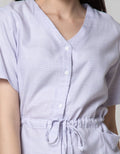Nevada Short Sleeve Blouse Check Small Size With 2 Pocket And Rope