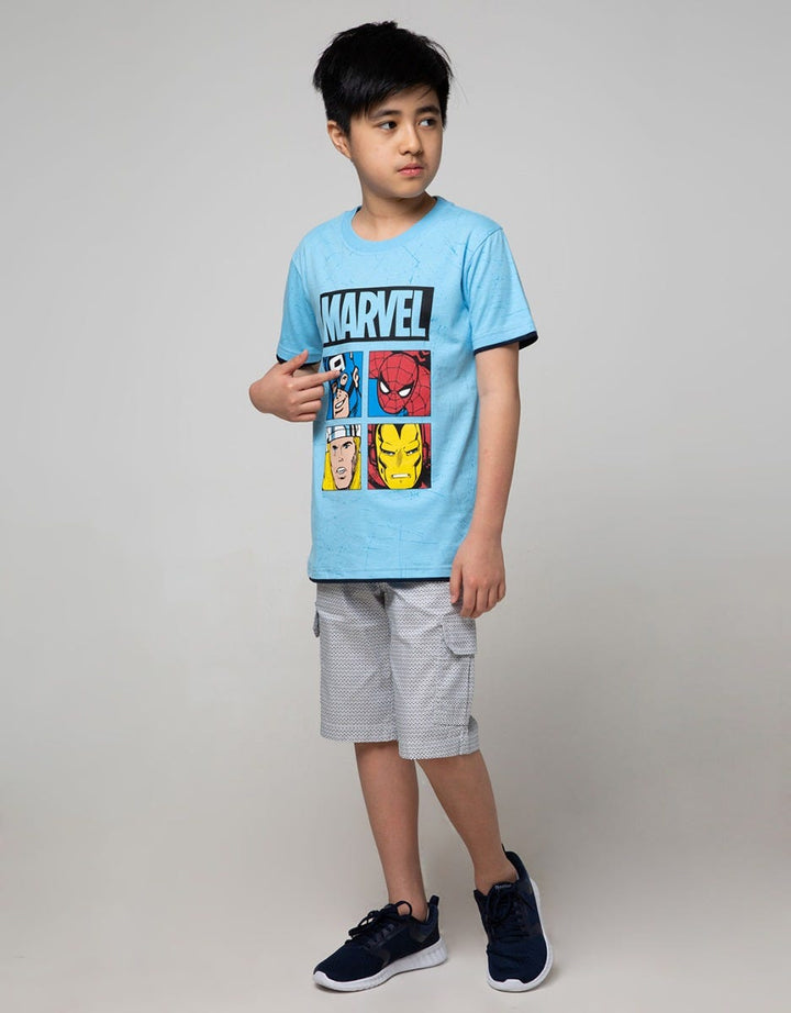 Marvel Avengers 4 Figure Print Marble T-Shirt