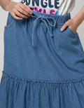 Nevada Kids Maxi Skirt Denim Polos 3 Tingkat