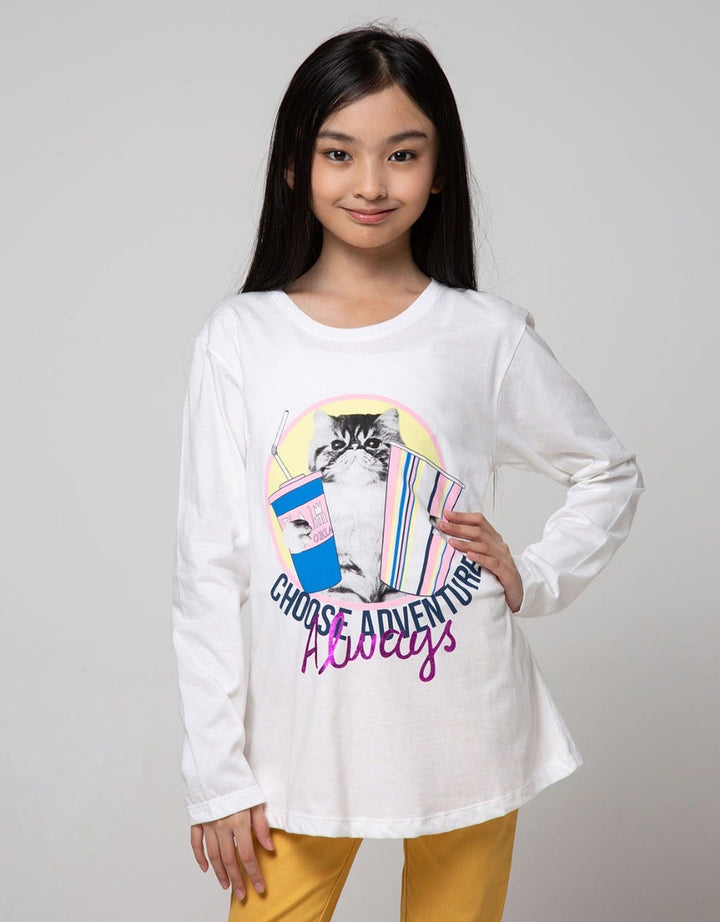 Nevada Kids Long Sleeve T-Shirt Cat Watching Movie