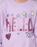 Nevada Kids Long Sleeve T-Shirt Hello Glitter Pink