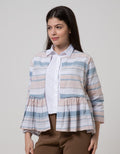 Nevada Long Sleeve Blouse Vest Stripe With Combi At Waist