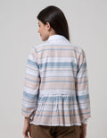 Nevada Long Sleeve Blouse Vest Stripe With Combi At Waist