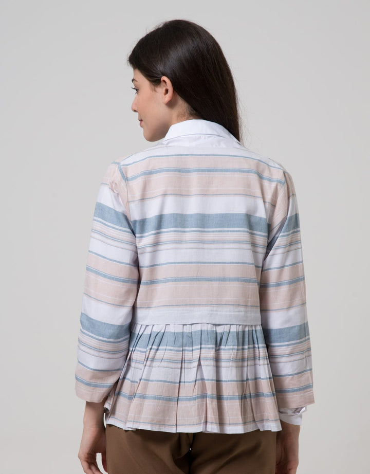 Nevada Long Sleeve Blouse Vest Stripe With Combi At Waist