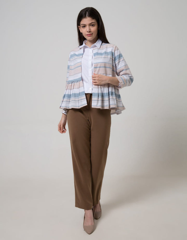 Nevada Long Sleeve Blouse Vest Stripe With Combi At Waist