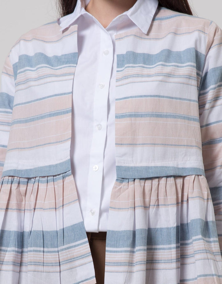 Nevada Long Sleeve Blouse Vest Stripe With Combi At Waist